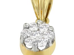 14K Yellow Gold 1/2 cttw Round Cut Diamond Circle Pendant Necklace (H-I, I1-I2)