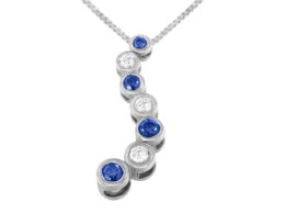 14K White Gold Round-cut Treated Blue Diamond Pendant Necklace (1 cttw, H-I Color, I1-I2 Clarity)