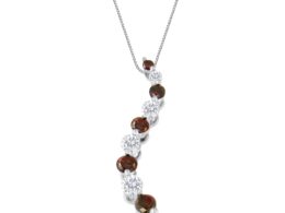 14K Yellow Gold 1 cttw Treated Red Diamond Journey Pendant Necklace (H-I, I1-I2)