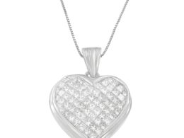 14K White Gold 2 cttw Princess Cut Diamond Pendant Necklace (G-H, VS1-VS2)