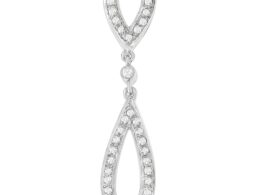 14 White Gold 1/4 cttw Round Cut Diamond Double Tear Drop Pendant Necklace (H-I, I2-I3)