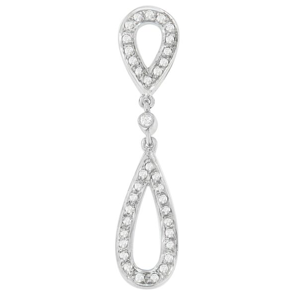 14 White Gold 1/4 cttw Round Cut Diamond Double Tear Drop Pendant Necklace (H-I, I2-I3)