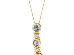 14K White Gold Round Cut Diamonds and Tanzanite Pendant Necklace (1.20 cttw, G-H Color, SI2-I1 Clarity)