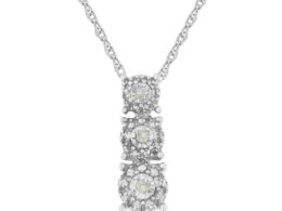 .925 Sterling Silver Diamond Accented Three Circle Frame 18" Pendant Necklace (I-J Color, I2-I3 Clarity)