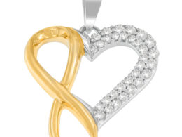 .925 Sterling Silver Two Toned 1/4 cttw Round Cut Diamond Pendant Necklace (H-I, I2-I3)