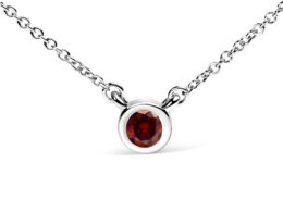 14K White Gold 1/2 Cttw Red Lab Grown Diamond Bezel-Set Solitaire 18" Pendant Necklace (Red Color, VS1-VS2 Clarity)