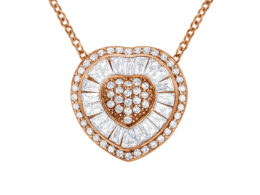 10K Rose Gold 1/2 cttw, Diamond Heart Pendant Necklace (H-I Color, I1-I2 Clarity)