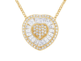 10KT Yellow Gold Diamond Heart Pendant Necklace (1/2 cttw, H-I Color, I1-I2 Clarity)