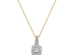 10K Yellow Gold Plated .925 Sterling Silver 1/4 Cttw Diamond Square Pendant Necklace (J-K Color, I1-I2 Clarity) - 18"