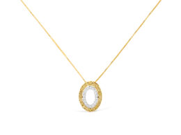 14K Yellow Gold Plated .925 Sterling Silver 1/2 Cttw Color Treated Diamond Double Oval Shape 18" Pendant Necklace (Yellow Color, I2-I3 Clarity)