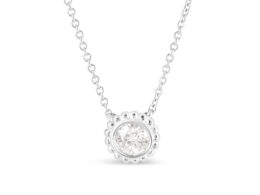 10K White Gold 1/2 Cttw Bezel Set Round Diamond Sunflower Finish 18" Pendant Necklace (I-J Color, I1-I2 Clarity)