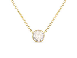 10K Yellow Gold 1.0 Cttw Round Brilliant-Cut Diamond Modern Bezel-Set Solitaire Adjustable 16"-18" Pendant Necklace (K-L Color, SI2-I1 Clarity)
