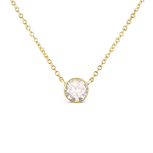 10K Yellow Gold 1.0 Cttw Round Brilliant-Cut Diamond Modern Bezel-Set Solitaire Adjustable 16"-18" Pendant Necklace (K-L Color, SI2-I1 Clarity)