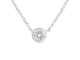 10K Gold 0.16 Carat Diamond Classic Bezel-Set Solitaire Pendant Necklace with 16"-18" Adjustable Chain (H-I Color, SI2-I1 Clarity)