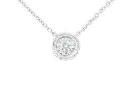 10K White Gold 1/4 Cttw Round-Cut Diamond Solitaire Chakra Style 18" Pendant Necklace (J-K Color, I1-I2 Clarity)