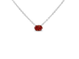 14K White Gold 1/2 Cttw Lab Grown Pink Oval Shape Solitaire Diamond East West 18" Pendant Necklace (Pink Color, VS2-SI1 Clarity)