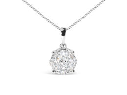 14k White 1.00 Cttw Lab Grown Diamond Cluster Pendant 18" Necklace (G-H Color, VS1-VS2 Clarity)