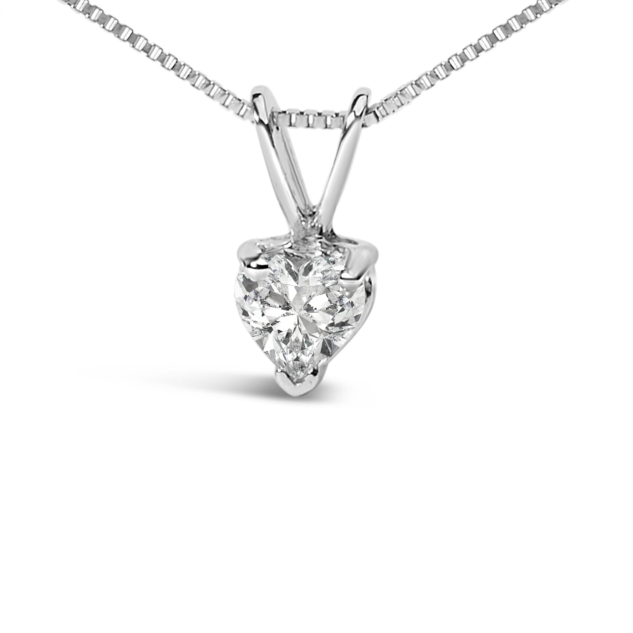 14K White Gold 1/4 Cttw 3-Prong Set Heart Shaped Solitaire Lab Grown Diamond 18" Pendant Necklace (F-G Color, VS2-SI1 Clarity)