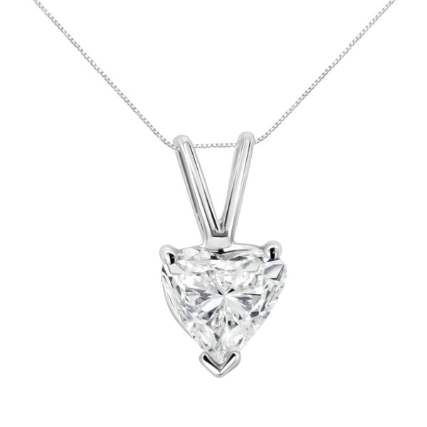 14K White Gold 3/8 Cttw 3-Prong Set Heart Shaped Solitaire Lab Grown Diamond 18" Pendant Necklace (F-G Color, VS2-SI1 Clarity)