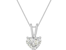 14K White Gold 1/2 Cttw Heart-Shaped Diamond Classic Solitaire 18" Pendant Necklace (H-I Color, VS2-SI1 Clarity)