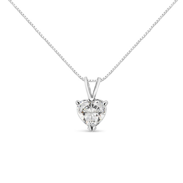 14K White Gold Martini Set 1.00 Cttw Lab Grown Heart Diamond Solitaire 18" Pendant Necklace (F-G Color, VS1-VS2 Clarity)