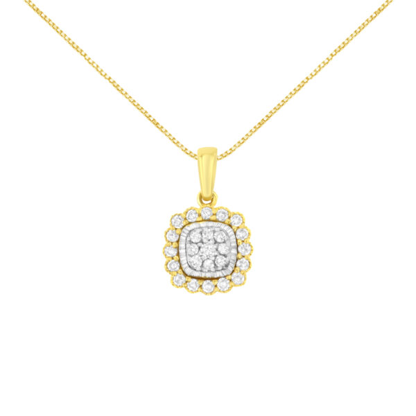 10K Yellow Gold Plated .925 Sterling Silver 1/4 Cttw Diamond 18" Pendant Necklace (I-J Color, I1-I2 Clarity)