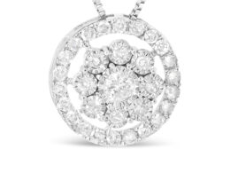 10K White Gold 1/2 Cttw Miracle Set Diamond Cluster Flower Halo 18" Pendant Necklace (I-J Color, I1-I2 Clarity)