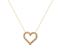 10K Yellow Gold Flashed .925 Sterling Silver 1/2 Cttw Champagne Diamond Miracle Plate Heart Pendant Necklace (K-L Color, I1-I2 Clarity) - 18"