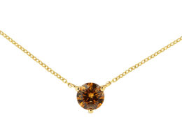 14K Yellow Gold 1/2 Cttw Martini Set Lab Grown Yellow Diamond Solitaire 18" Pendant Necklace (Yellow Color, VS2-SI1 Clarity)