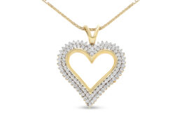 10K Yellow Gold Plated .925 Sterling Silver 1/2 Cttw Diamond Heart 18" Pendant Necklace (I-J Color, I3 Clarity)