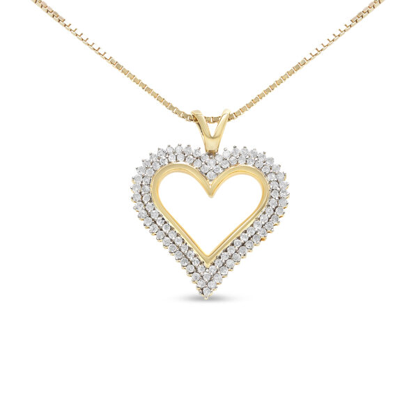 10K Yellow Gold Plated .925 Sterling Silver 1/2 Cttw Diamond Heart 18" Pendant Necklace (I-J Color, I3 Clarity)