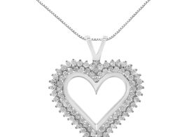 .925 Sterling Silver 3.00 Cttw Diamond Heart 18" Pendant Necklace (I-J Color, I2-I3 Clarity)
