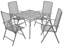 vidaXL 5 Piece Patio Dining Set with Folding Chairs Steel Anthracite