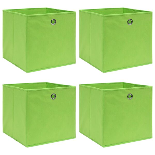 vidaXL Storage Boxes 4 pcs Green 12.6"x12.6"x12.6" Fabric