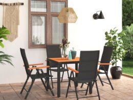 vidaXL 5 Piece Patio Dining Set Black and Brown