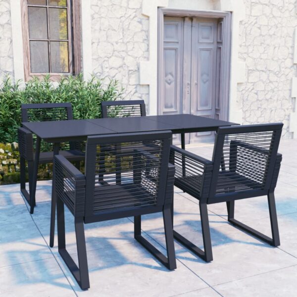 vidaXL 5 Piece Patio Dining Set PVC Rattan Black