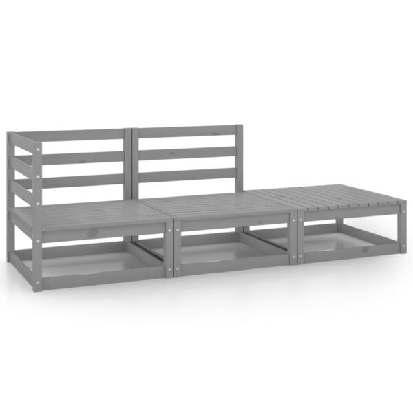 vidaXL 3 Piece Patio Lounge Set Gray Solid Pinewood