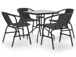 vidaXL 5 Piece Patio Dining Set Black