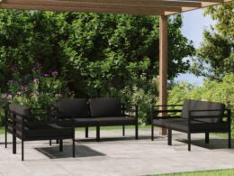 vidaXL 6 Piece Patio Lounge Set with Cushions Aluminum Anthracite
