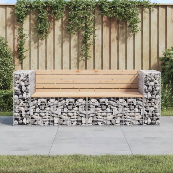 vidaXL Patio Bench Gabion Design 72.4"x28"x25.8" Solid Wood Pine