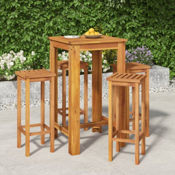 vidaXL 5 Piece Patio Bar Set Solid Wood Acacia