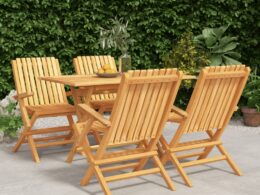 vidaXL 5 Piece Patio Dining Set Solid Wood Teak