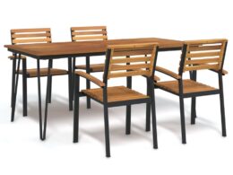 vidaXL 5 Piece Patio Dining Set Solid Wood Acacia and Metal