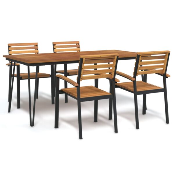 vidaXL 5 Piece Patio Dining Set Solid Wood Acacia and Metal