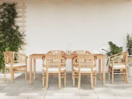vidaXL 7 Piece Patio Dining Set Solid Wood Teak