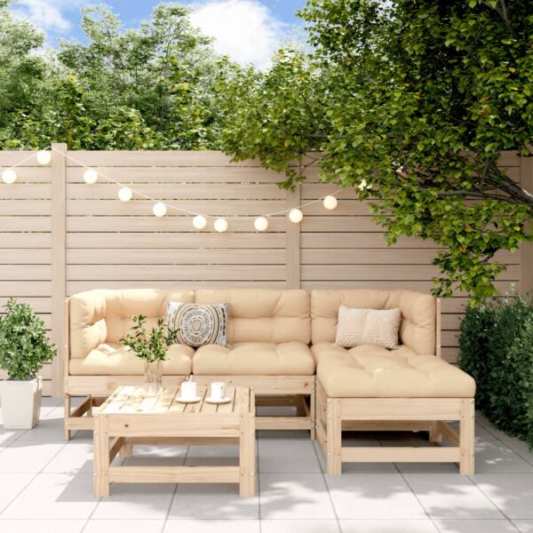 vidaXL 5 Piece Patio Lounge Set Solid Wood Pine