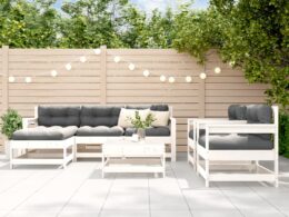 vidaXL 7 Piece Patio Lounge Set White Solid Wood Pine