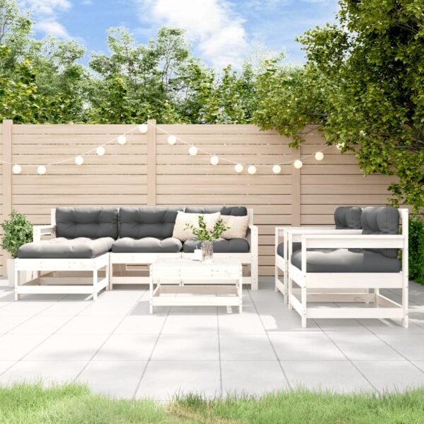 vidaXL 7 Piece Patio Lounge Set White Solid Wood Pine
