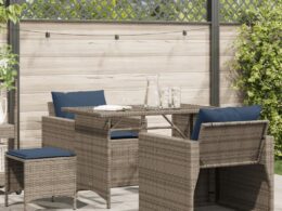 vidaXL 4 Piece Patio Sofa Set with Cushions Gray Poly Rattan
