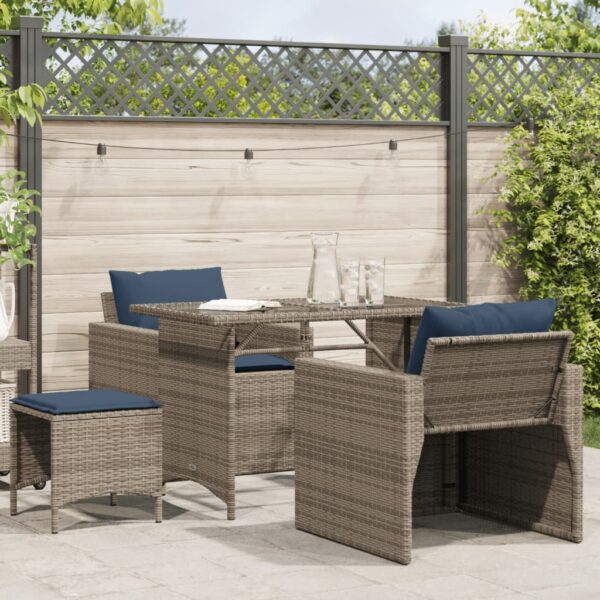 vidaXL 4 Piece Patio Sofa Set with Cushions Gray Poly Rattan